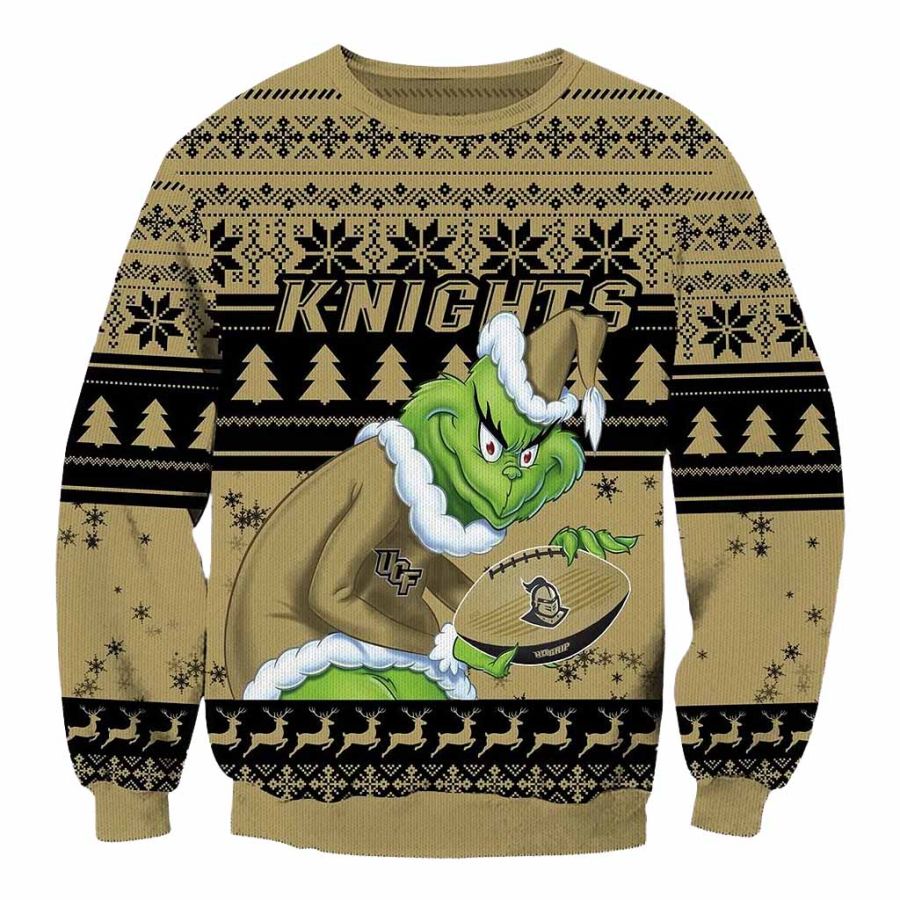 

Men's Vintage The Grinch Knights Football Print Crew Neck Ugly Christmas Sweatshirt