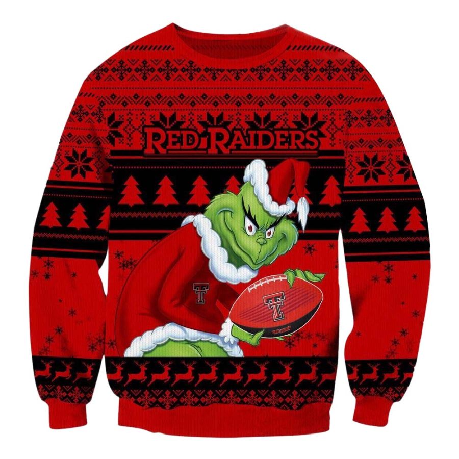 

Men's Vintage The Grinch Football Print Crew Neck Ugly Christmas Sweatshirt