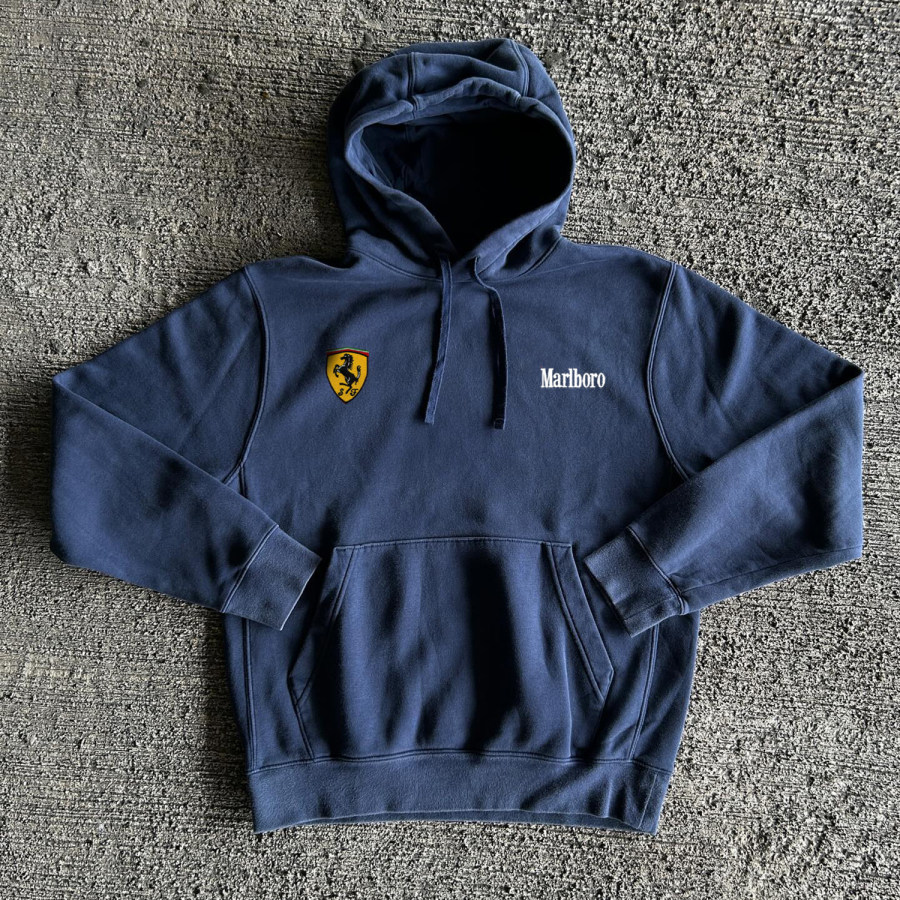 

Men's Casual Racing Embroidered Hooded