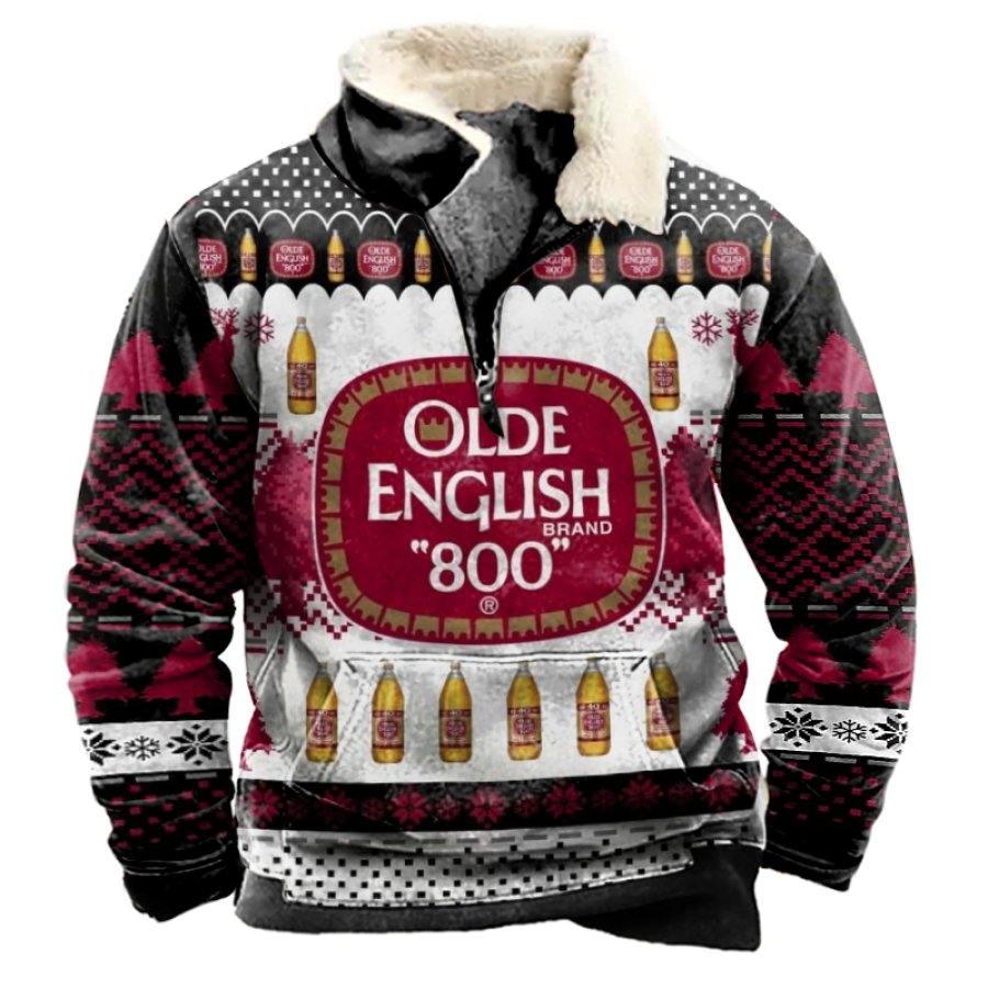 

Men's Olde English 800 Beer Party Lamb Wool Splicing Ugly Christmas 3D Print Sweatshirt