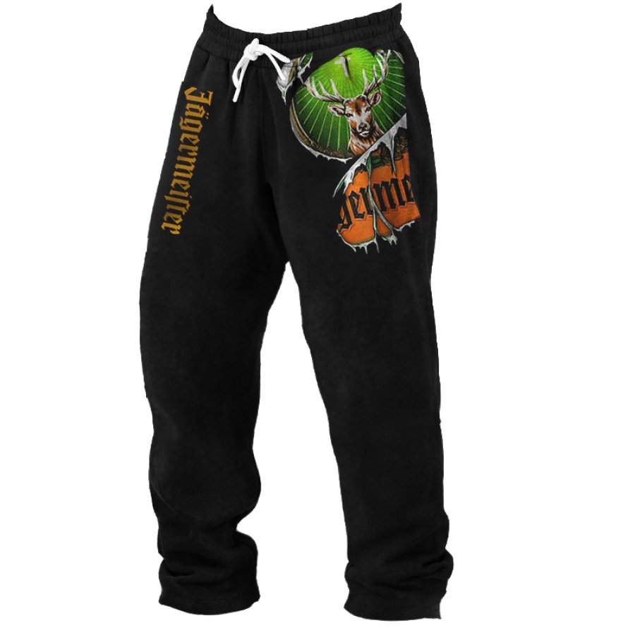 

Men's Retro Christmas Sparkling Wine Pocket Elastic Waist Pants Sweatpants