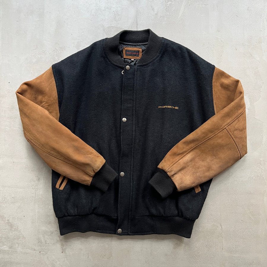

Men's Vintage Suede Patchwork Color Baseball Jacket