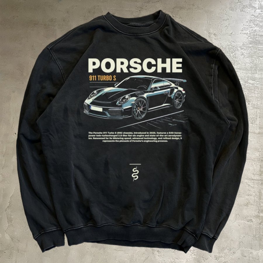 

Men's Vintage PORSCHE Retro Racing Print Long Sleeve Crew Neck Sweatshirt