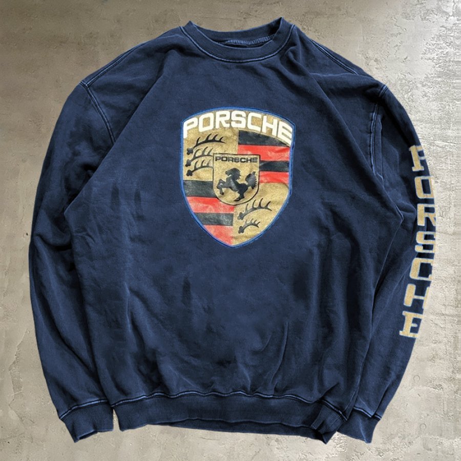 

Men's Vintage PORSCHE Retro Racing Print Long Sleeve Crew Neck Sweatshirt