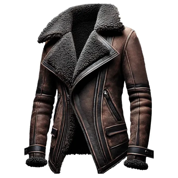 Men's Training Warm Leather Long Coat - Anurvogel.com 