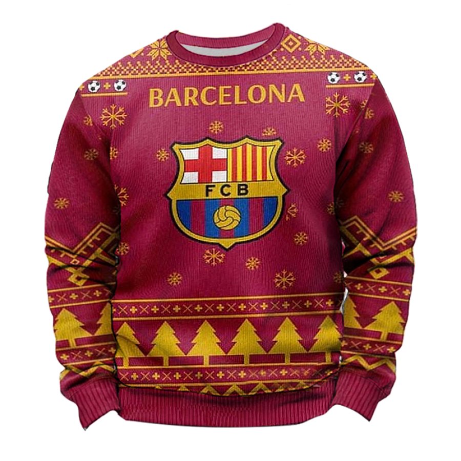 

FC Barcelona Football League Red Christmas Ugly Sweatshirts