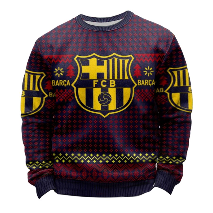 

FC Barcelona Football League Dark Blue Christmas Ugly Sweatshirts