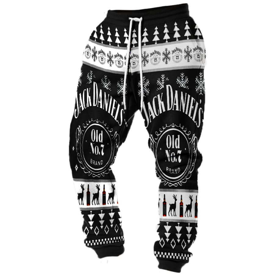 

Men's Jack Daniel's Print Christmas Casual Vintage Sports Pants