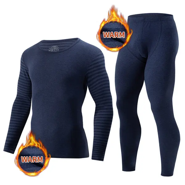 Men's Autumn Winter Warm And Velvet Underwear At Home 2 Piece Set - Trisunshine.com 