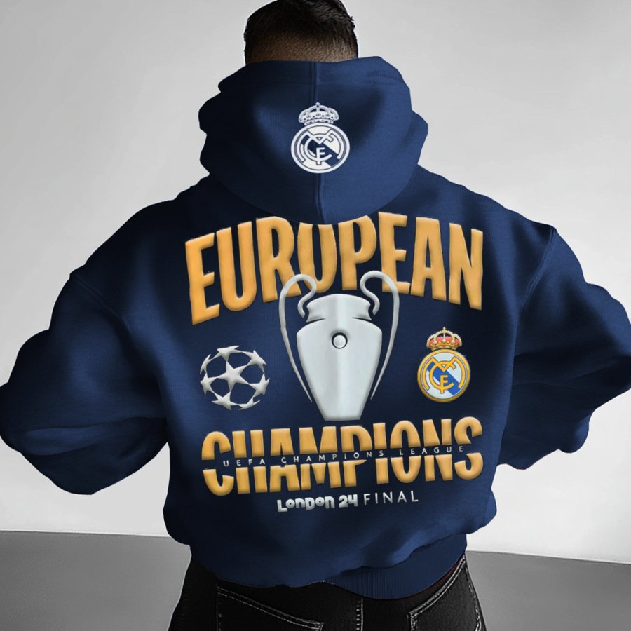 

Men's Vintage Football Print Pocket Long Sleeve Oversized Hoodie