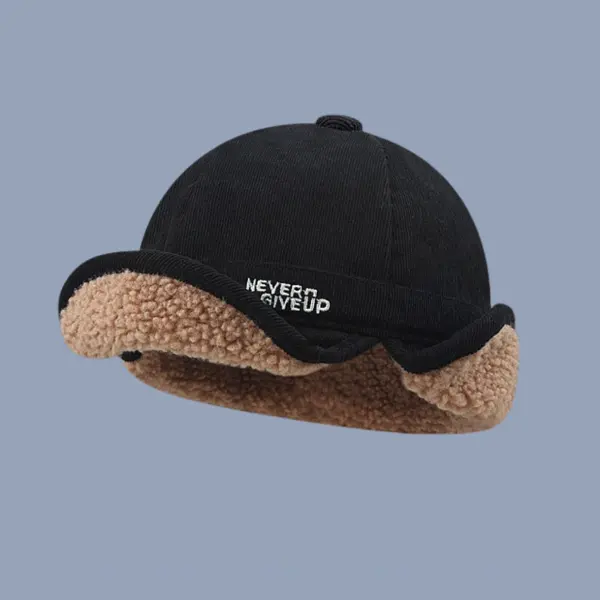 Unisex Autumn And Winter Lamb Wool Thickened Warm Duck Tongue Ear Cycling Flight Hat - Wayrates.com 