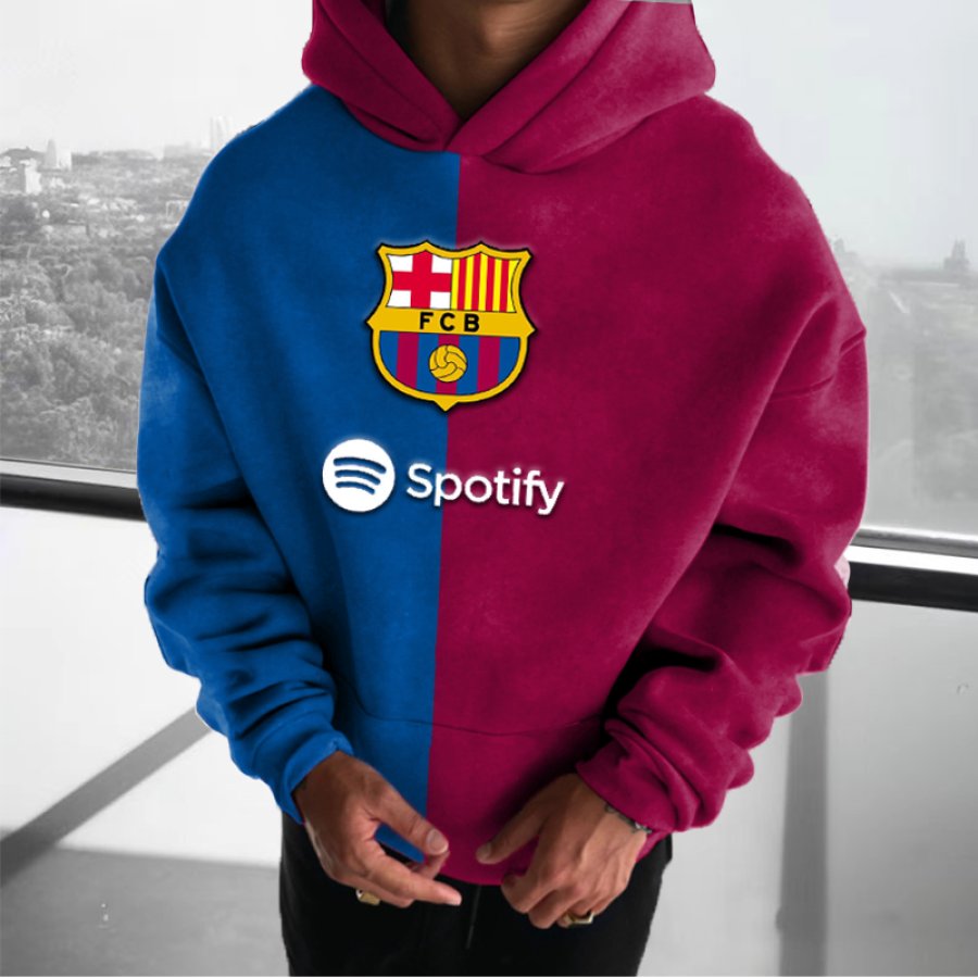 

Unisex Soccer Print Red Blue Hoodie