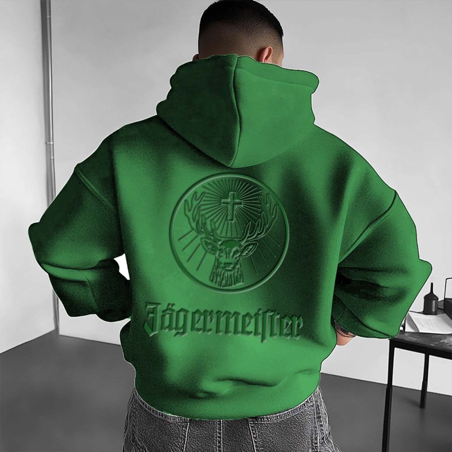 

Men's Vintage Jagermeister Print Oversized Hoodie
