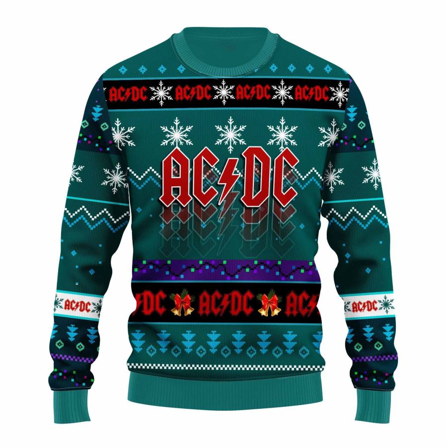 

Unisex ACDC Rock Band Print Crew Neck Ugly Christmas Sweatshirt