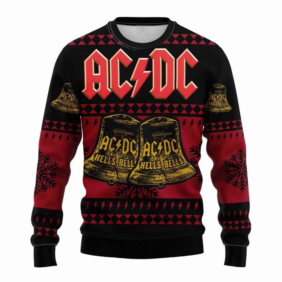 

Unisex ACDC Hells Bells Rock Band Print Crew Neck Ugly Christmas Sweatshirt