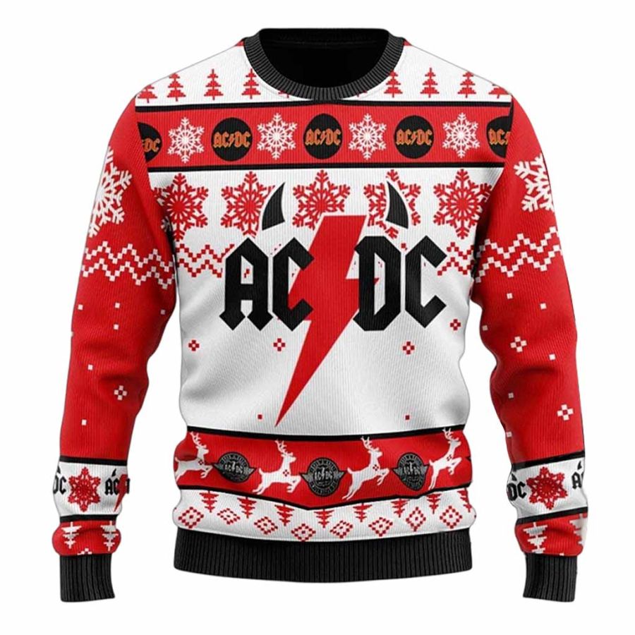 

Unisex ACDC Rock Band Print Crew Neck Ugly Christmas Sweatshirt