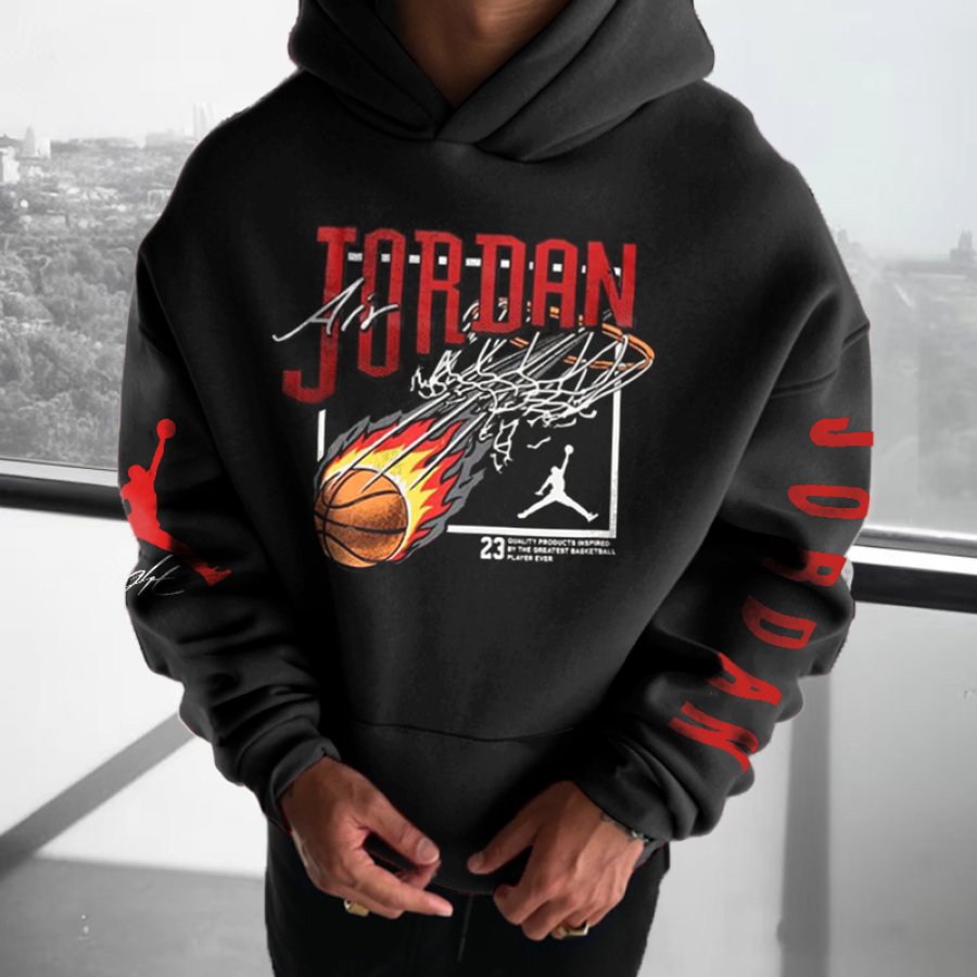 

Unisex Oversizd Jumper Basketball Graffiti Print Hoodie