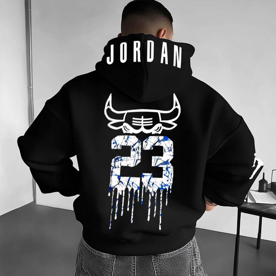 

Men's Vintage Basketball Print Oversized Hoodie