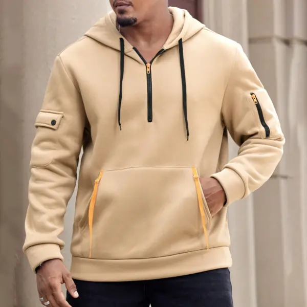 Men's Casual Hooded Sweatshirt With Fleece Lining - Wayrates.com 