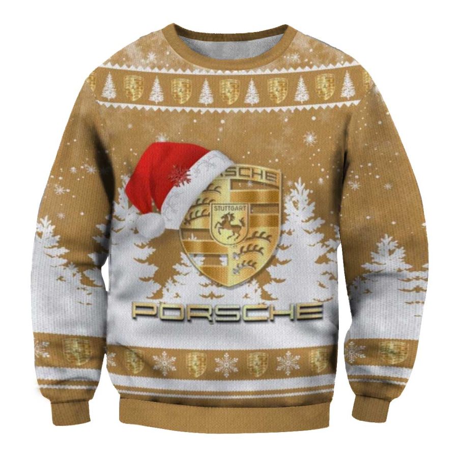 

Unisex Vintage Racing Car Santa Hat Print Crew Neck Ugly Christmas Sweatshirt