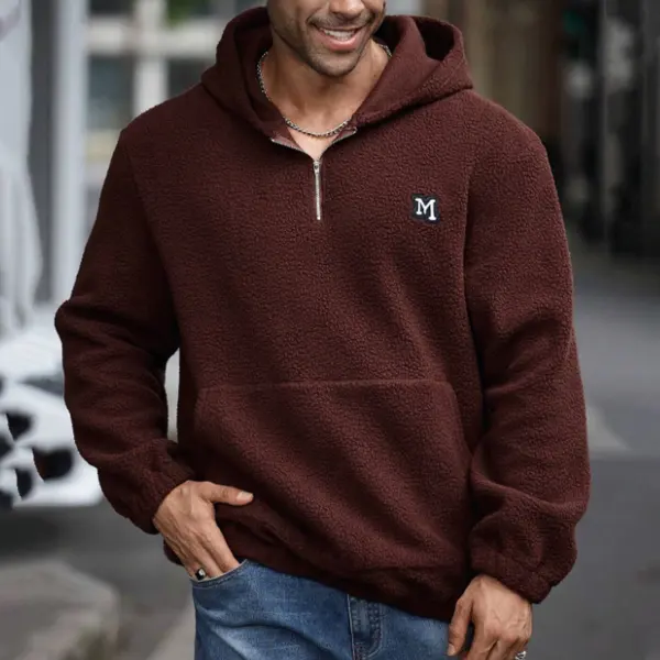 Men's Simple Print Zip-Up Hoodie Sweatshirt - Wayrates.com 