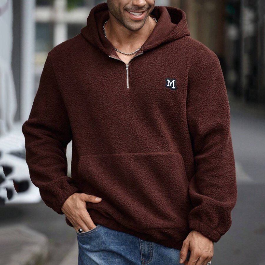 

Men's Simple Print Zip-Up Hoodie Sweatshirt