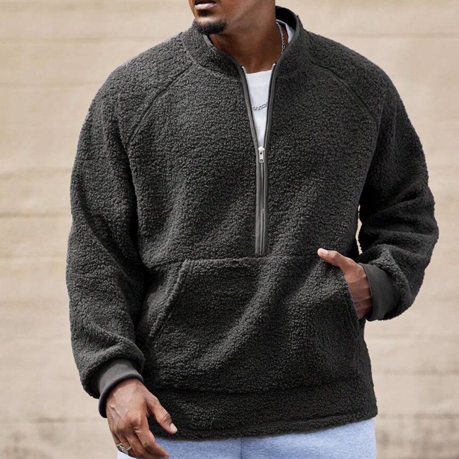 

Men's Casual Solid Color Half Zip Sweatshirt