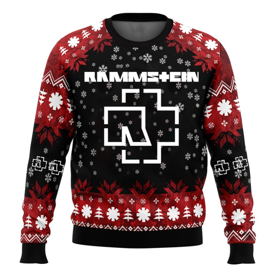 

Unisex Rock Band Print Crew Neck Ugly Christmas Red Sweatshirt