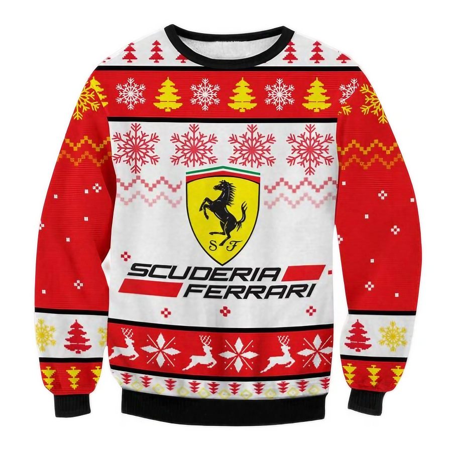 

Unisex Vintage Racing Car Ferrari Print Crew Neck Ugly Christmas Sweatshirt