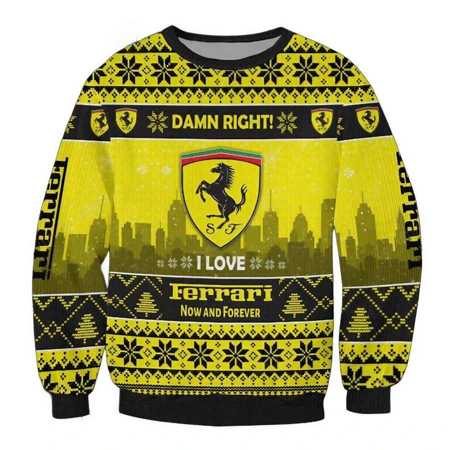 

Unisex Vintage Racing Car Ferrari Print Crew Neck Ugly Christmas Sweatshirt