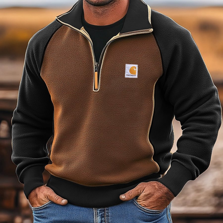 

Men's Outdoor Vintage Splicing 1/4 Zipper Fleece Sweatshirts