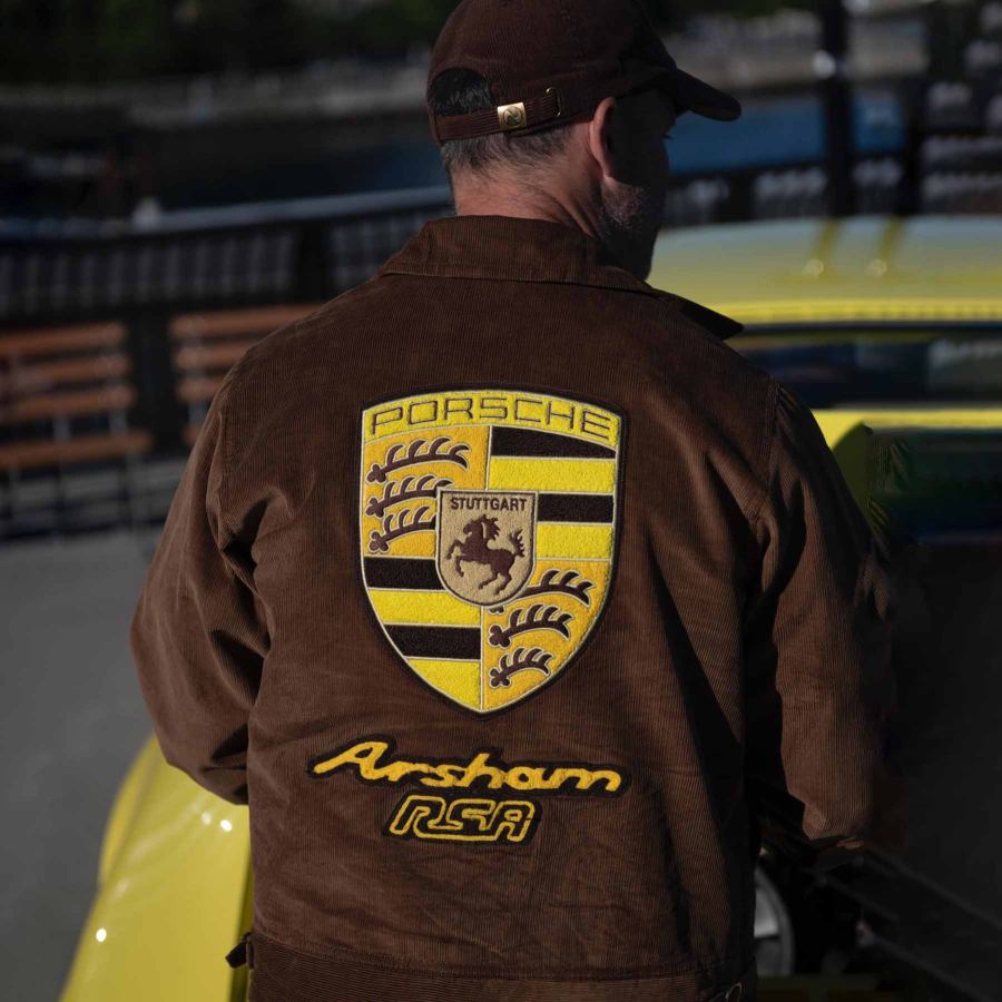 

Men's Vintage Corduroy Racing Car Lapel Jacket
