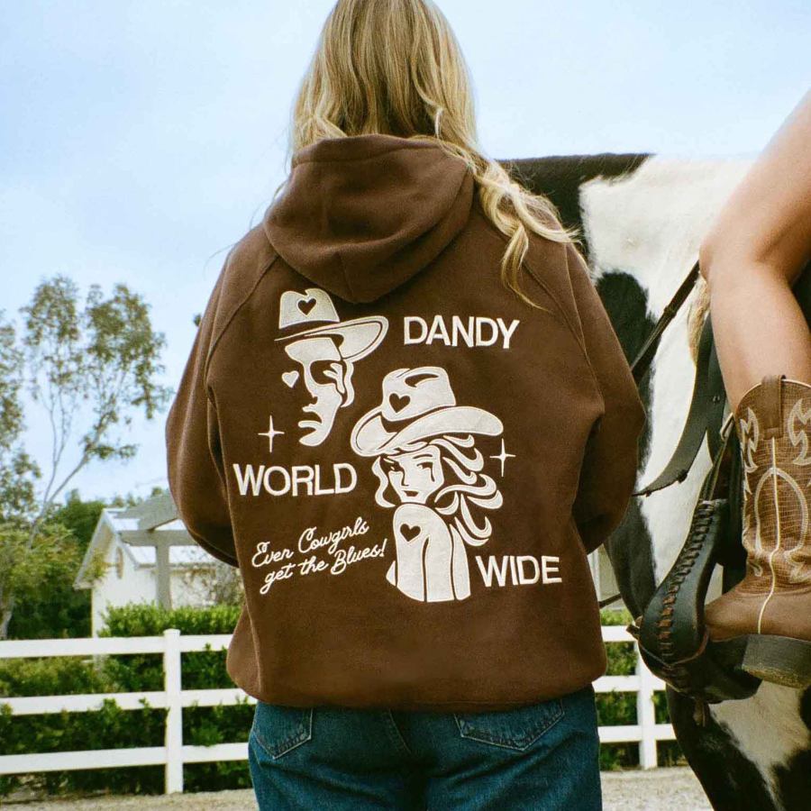 

Women's Vintage Cowgirl Oversized Long Sleeve Hoodie
