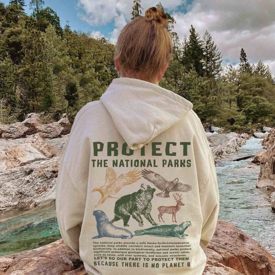 

Women's Vintage Protect The National Parks Environmental Oversized Long Sleeve Hoodie