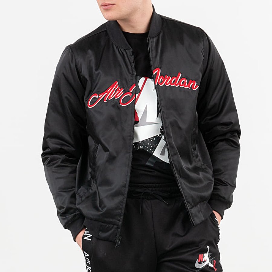 

Unisex Jumpman Leisure Outdoor Vintage Print Black Pilot Jacket