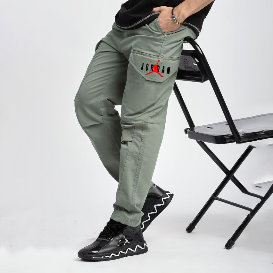 

Men's Vintage Basketball Print Multi-Pocket Cargo Pants