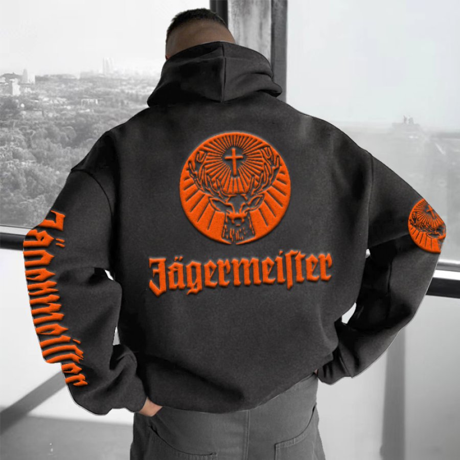 

Unisex Oversize Beer Jgermeister Printed Casual Black Hoodie