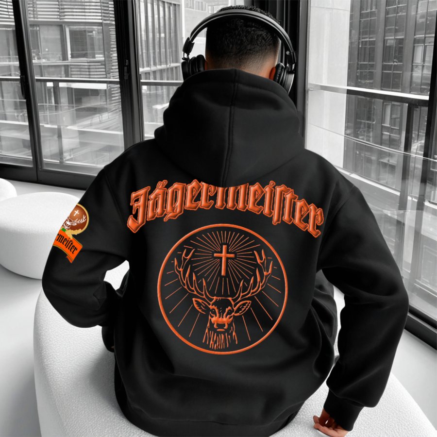 

Unisex Jagermeister Foam Printed Casual Loose Hoodie