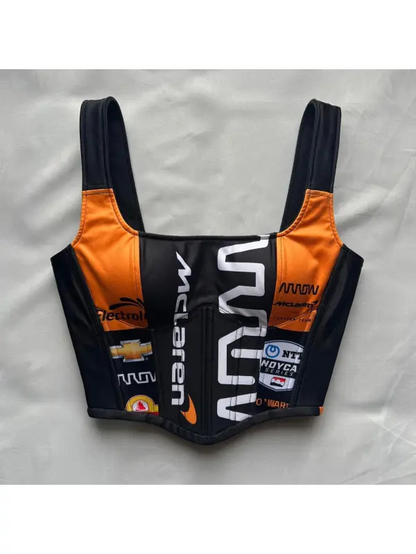 Enhance Your Love Of Fashion Forward Racing Print Corsets - Ootdmw.com 