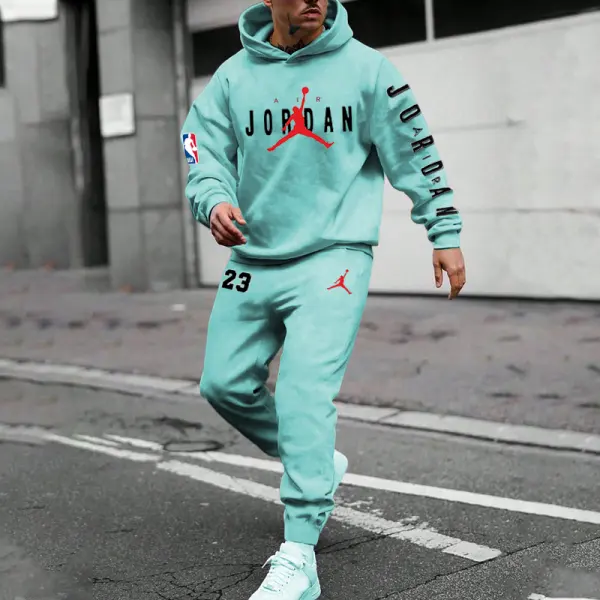 Unisex Jumper Basketball Print Casual Hoodies And Sweatpants Set - Rabclub.com 