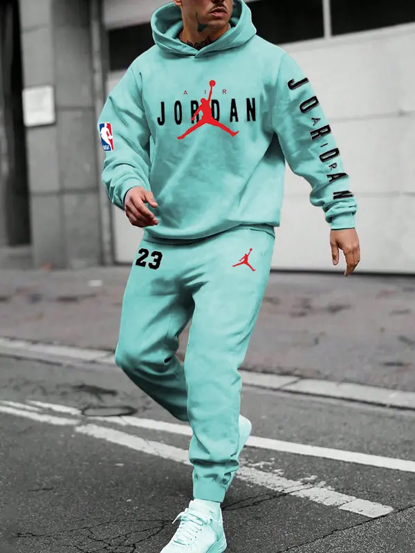 Unisex Jumper Basketball Print Casual Hoodies And Sweatpants Set - Pragmaace.com 