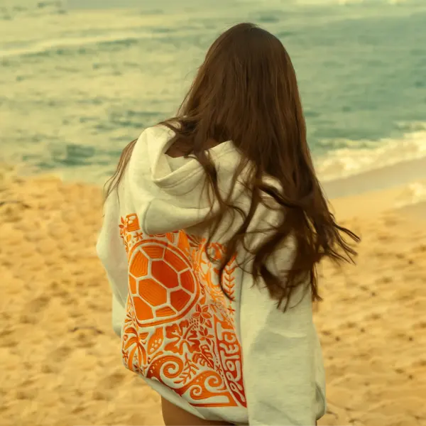 Women's Vintage Sea Turtle Protect The Locals Oversized Long Sleeve Hoodie - Spiretime.com 