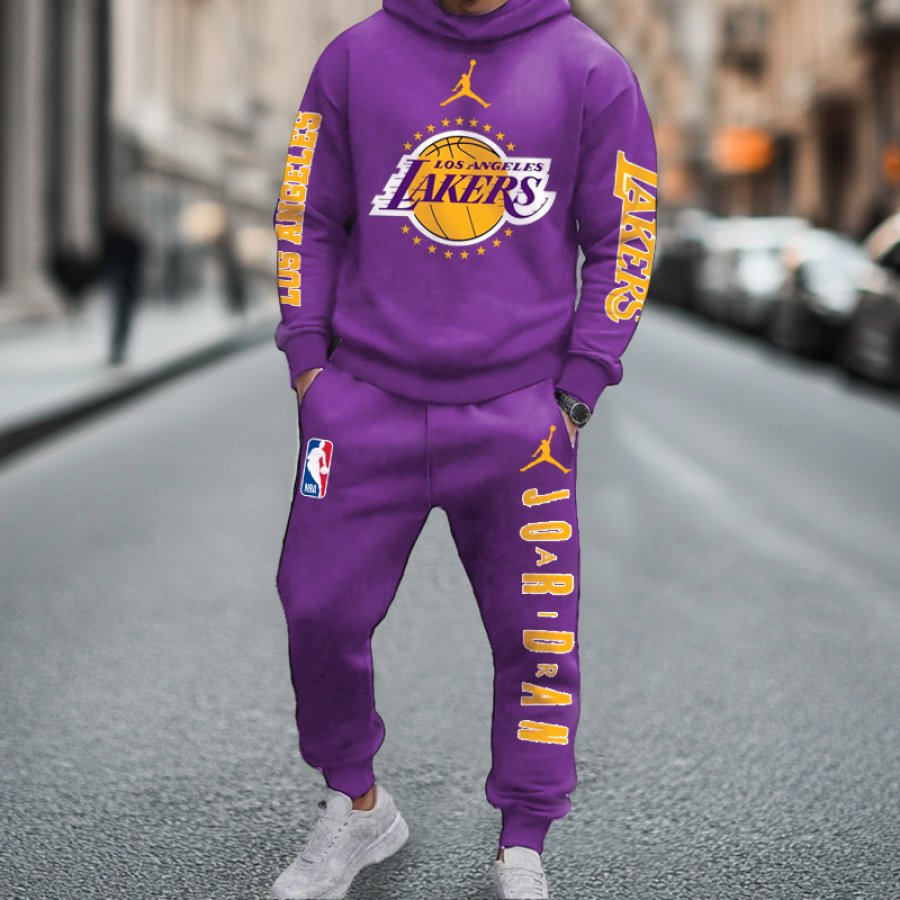 

Unisex Jumper Los Angeles Lakers Basketball Print Casual Hoodies And Sweatpants Set