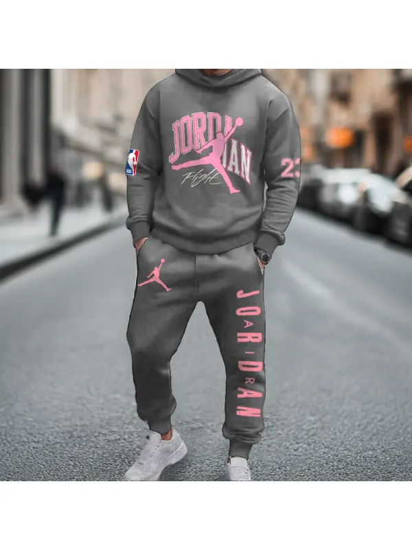 Unisex Jumper Basketball Print Casual Hoodies And Sweatpants Set - Aptkoi.com 