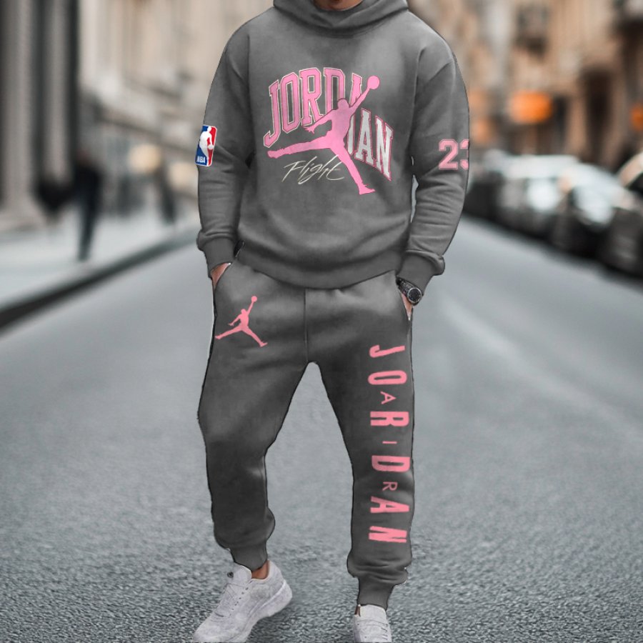 

Unisex Jumper Basketball Print Casual Hoodies And Sweatpants Set