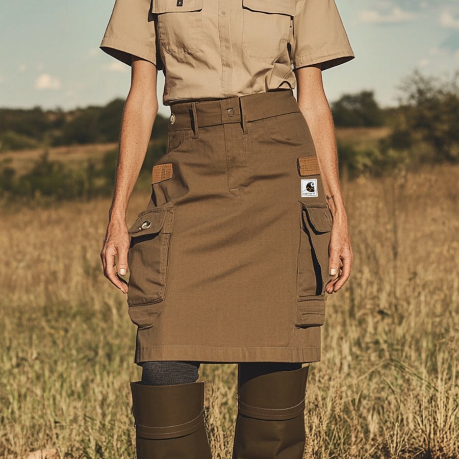 

Ladies Vintage Multi-pocket Outdoor Cargo Skirt