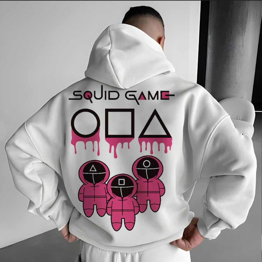 

Unisex Oversized Squid Game 2 Print Streetwear Hoodie White