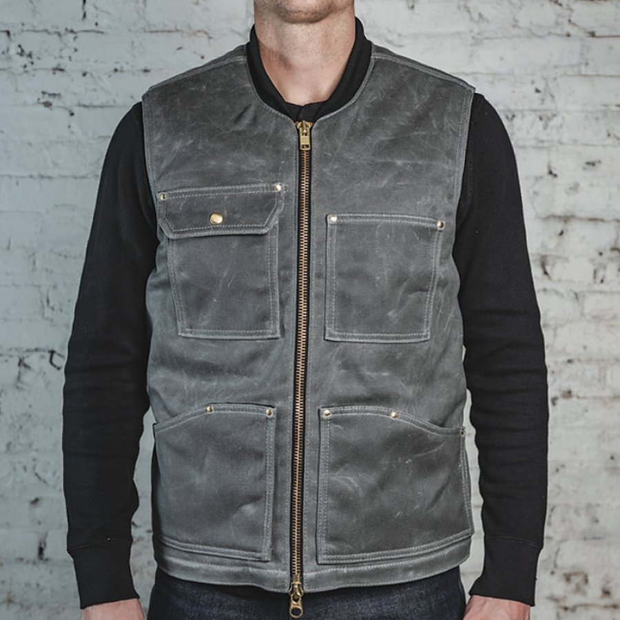 

Men's Vintage The Chief Vest Charcoal Heat Straps Jacket