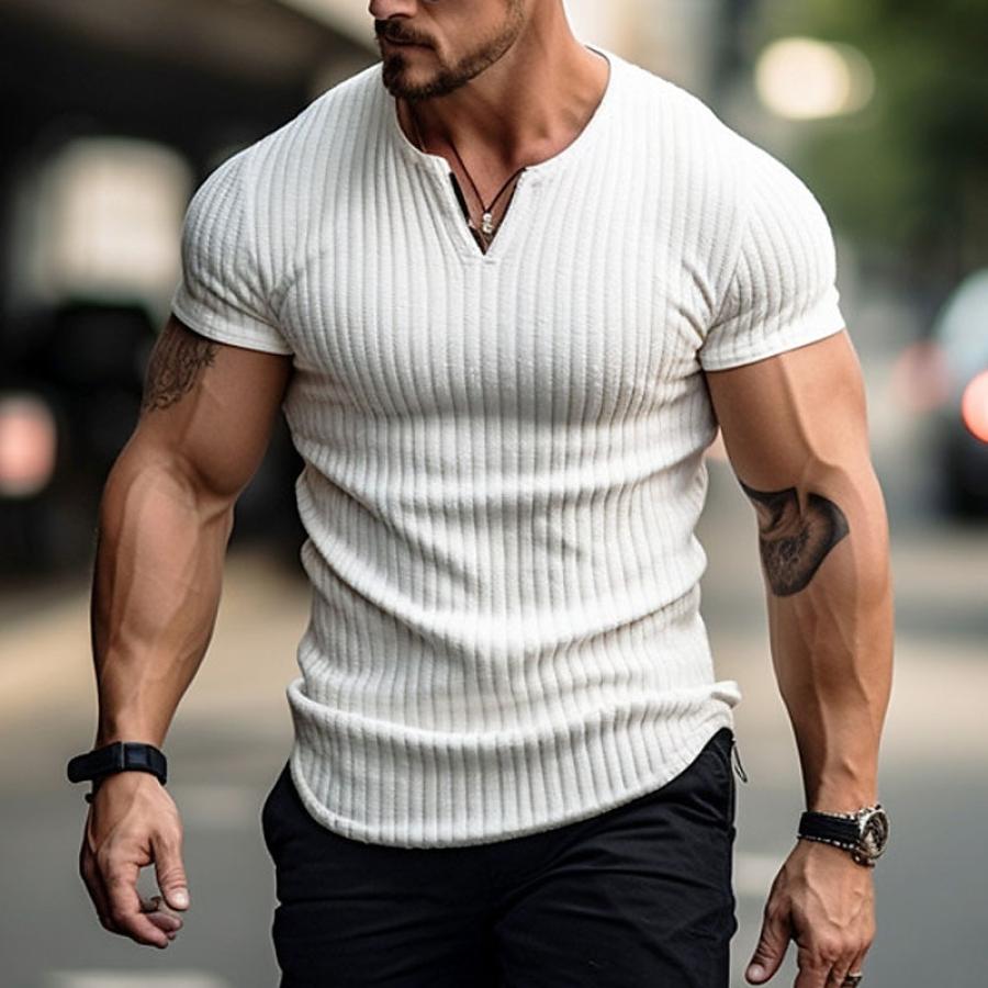 

Men's Casual V-neck Short-sleeved T-shirt