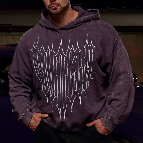 Men's Oversize Retro Embroidered Pattern Hoodie - Wayrates.com 